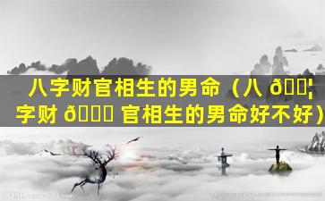 八字财官相生的男命（八 🐦 字财 🐋 官相生的男命好不好）